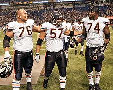 the bears linemen celebrate